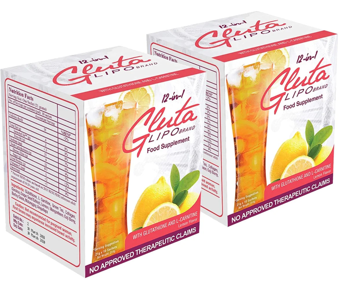 4 Boxes GlutaLipo Gluta Lipo Slimming Juice Lemon Flavor, 40